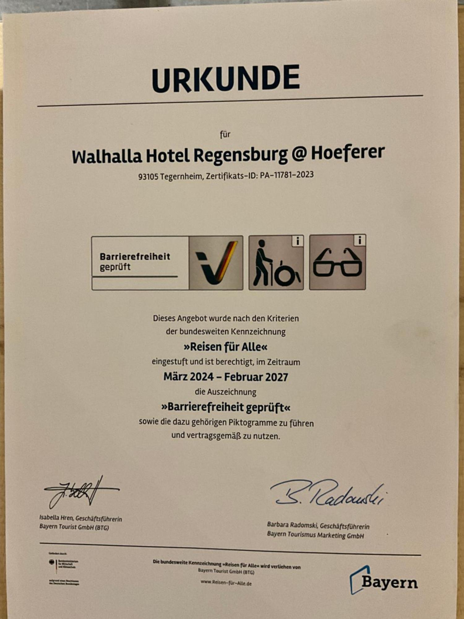 Walhalla Hotel Regensburg Hoeferer 4 Sterne Superior Tegernheim Kültér fotó
